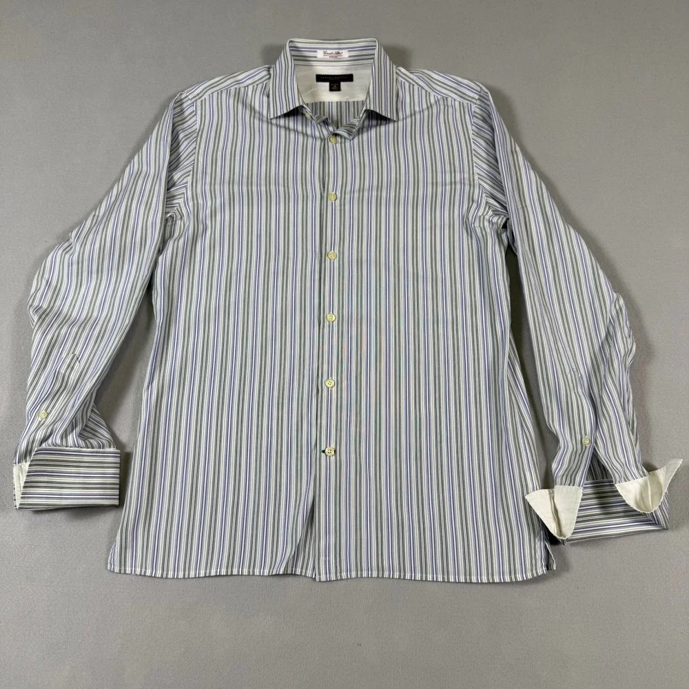 Banana Republic Slim Fit Albini Italian Fabric Striped Shirt Mens M 15-15.5 7.99